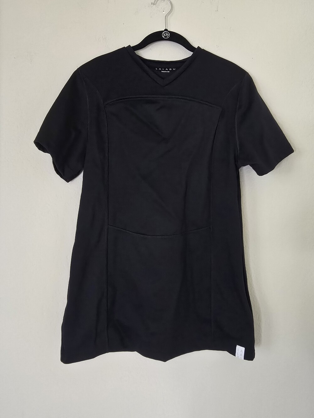 Lalabu The Dad Shirt Babywearing Kangaroo Pouch Carrier V-Neck Tee Black Medium